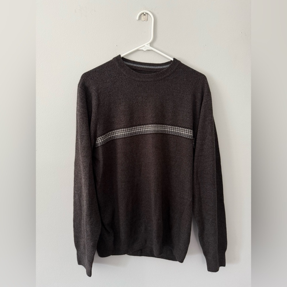 VTG 90s David Taylor Golf Sweater Crew Size L Preppy Gray Pattern Funky Casual